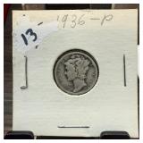1936 MERCURY SILVER DIME 1936 MERCURY SILVER DIME