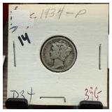 1934 MERCURY SILVER DIME 1934 MERCURY SILVER DIME
