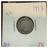 1913 BARBER SILVER DIME 1913 BARBER SILVER DIME