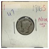 1916-S MERCURY SILVER DIME 1916-S MERCURY SILVER DIME