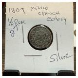 1809 MEXICO SPANISH COLONY SILVER 1/2 REAL 1809 MEXICO SPANISH COLONY SILVER 1/2 REAL