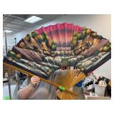 VERY LARGE HAND PAINTED ASIAN FAN VERY LARGE HAND PAINTED ASIAN FAN