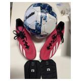 SOCCER BALL ADIDAS SHOES  SZ 7 & SHIN PADS SOCCER BALL ADIDAS SHOES  SZ 7 & SHIN PADS