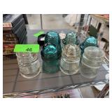 LOT OF 7 VINTAGE GLASS TELEPHONE INSULATORS LOT OF 7 VINTAGE GLASS TELEPHONE INSULATORS