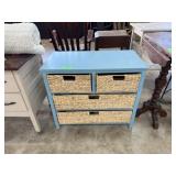 DRESSER W WICKER HANDLED BINS DRESSER W WICKER HANDLED BINS