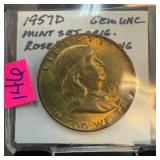 1957-D FRANKLIN SILVER HALF DOLLAR MINT SET