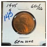 1945-S WHEAT PENNY CENT UNC