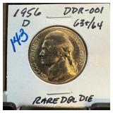 1956-D JEFFERSON NICKEL DDR-001 DOUBLE DIE