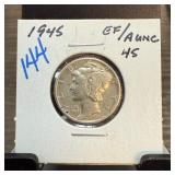 1945 MERCURY SILVER DIME
