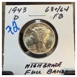 1943-D MERCURY SILVER DIME HIGH GRADE