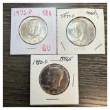 3PC HIGH GRADE JFK HALF DOLLAR LOT
