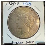1924-S PEACE SILVER DOLLAR SC DATE