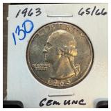 1963 WASHINGTON SILVER QUARTER UNC