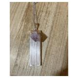 SELENITE AND AMETHYST PENDANT NECKLACE