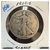 1929-S WALKING LIBERTY SILVER HALF DOLLAR SCARCE