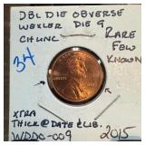 2015 DOUBLE DIE CENT UNC WDDO-009