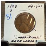 1928-S WHEAT PENNY CENT CHERRYPICKER Lg s fs-501