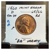 1960 MEMORIAL PENNY CENT BIE VARIETY