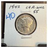 1942 MERCURY SILVER DIME BETTER