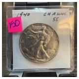 1940 WALKING LIBERTY SILVER HALF DOLLAR BETTER