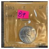 1943-S STEEL WHEAT PENNY CENT HIGH GRADE