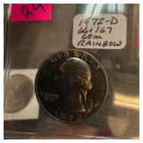 1972-D GEM RAINBOW WASHINGTON QUARTER