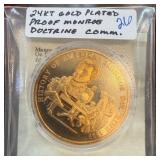 24K GOLD PLATED PROOF MONROE DOCTRINE COIN