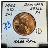 1955-D WHEAT PENNY CENT RPM-009 HIGH GRADE