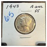 1943 MERCURY SILVER DIME BETTER GRADE