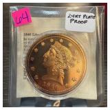 1840 GOLD PLATED REPLICA PROOF COIN