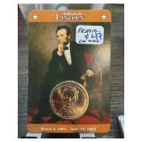 ABRAHAM LINCOLN UNC DOLLAR COIN W FACT CARD