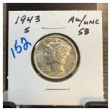 1943-S MERCURY SILVER DIME