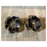 VINTAGE FLORAL EARRINGS BLACK & GOLD