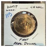 2007 WASHINGTON DOLLAR UNC 1ST PRESIDENTIAL DOLLA