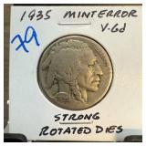1935 BUFFALO NICKEL STRONG ROTATED DIES