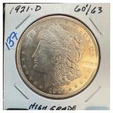 1921-S MORGAN SILVER DOLLAR HIGH GRADE