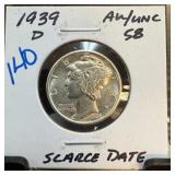 1939-D MERCURY SILVER DIME SCARCE