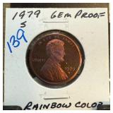 1979-S MEMORIAL PENNY CENT GEM PROOF RAINBOW