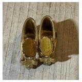 VINTAGE TIGERS EYE GOLD TONE EARRINGS
