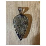 STERLING SILVER PENDANT / PEACOCK ORE? DRUZY?