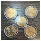 LOT OF 5 GOLD PLATED STATE QUARTERS