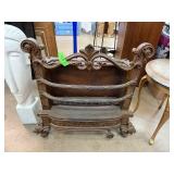 ANTIQUE IRON GAS HEATER W FIGURAL LION LEGS