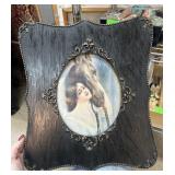 VINTAGE CHAS EHLEN GIRL WITH HORSE PRINT WOOD