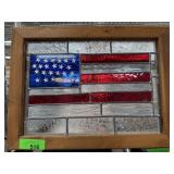 FRAMED ART GLASS AMERICAN FLAG