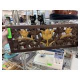 WOOD WALL PANEL W GOLD ACCENTS