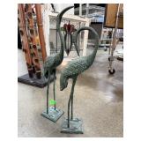 2PC BRONZE CRANE SCULPTURES