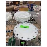 KEMPLE MILK GLASS PLATES LACY HEARTS