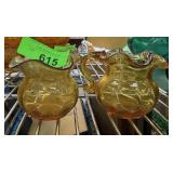 VINTAGE AMBER GLASS CREAMER & SUGAR