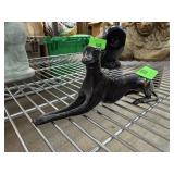 BRONZE RECLINING GREYHOUND DOG SCULPTURE