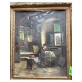 ANTIQUE OIL PAINTING LAJOS KOLOZSVARY LISTED NOTE
